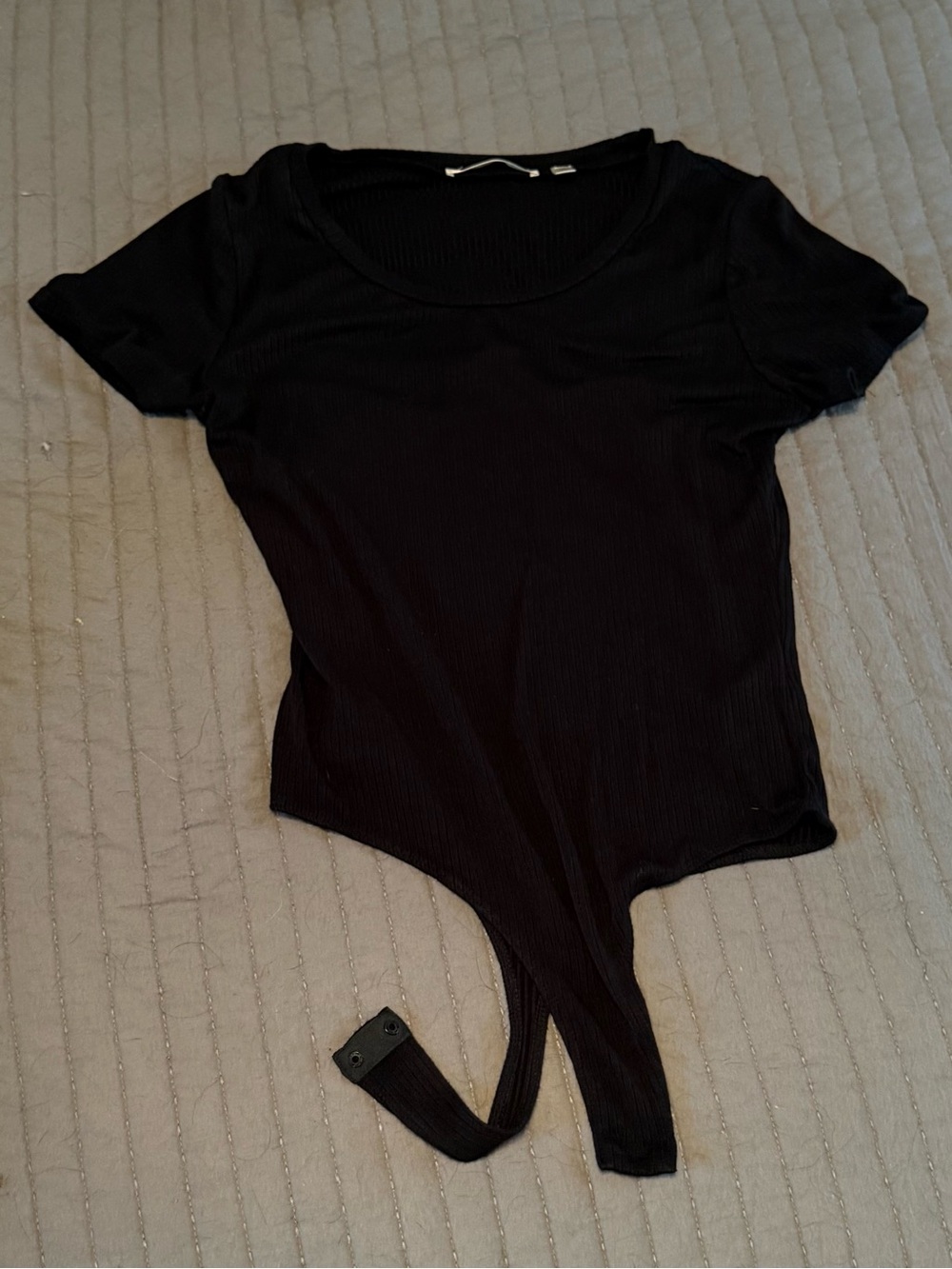 Cyrus Black Short Sleeve Ribbed Bodysuit